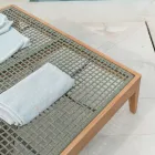 Lit de jardin Jacub en teck, aluminium, corde et coussin Viadurini