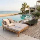 Lit de jardin Jacub en teck, aluminium, corde et coussin Viadurini