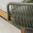Lit de jardin Jacub en teck, aluminium, corde et coussin Viadurini