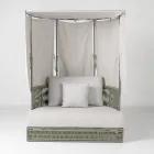 Lit de jardin Arcangelo en teck, aluminium et corde, avec coussins. Viadurini