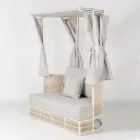 Lit de jardin Arcangelo en teck, aluminium et corde, avec coussins. Viadurini