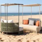 Lit de jardin Arcangelo en teck, aluminium et corde, avec coussins. Viadurini