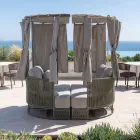 Lit de jardin Arcangelo en teck, aluminium et corde, avec coussins. Viadurini
