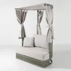 Lit de jardin Arcangelo en teck, aluminium et corde, avec coussins. Viadurini