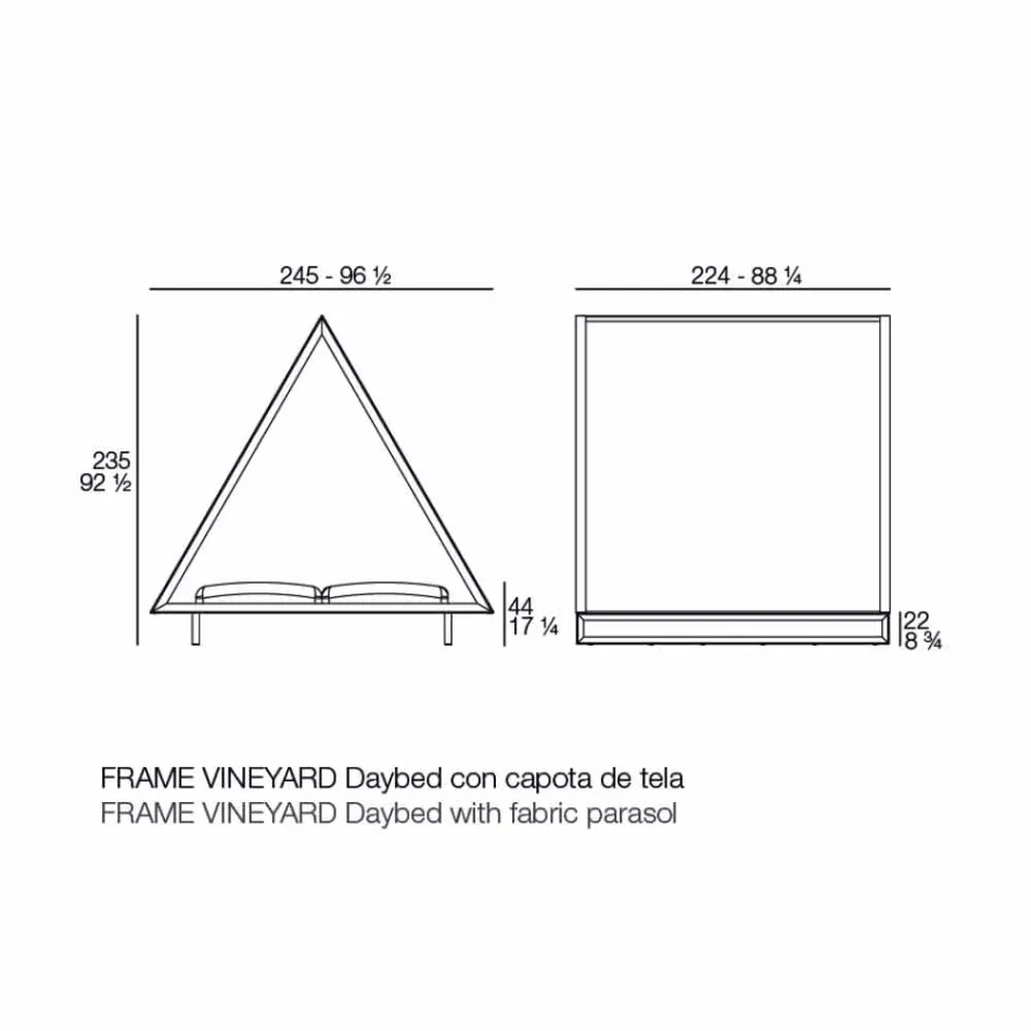 Méridienne d'extérieur en aluminium et tissu design de luxe - Frame Vineyard par Vondom Viadurini
