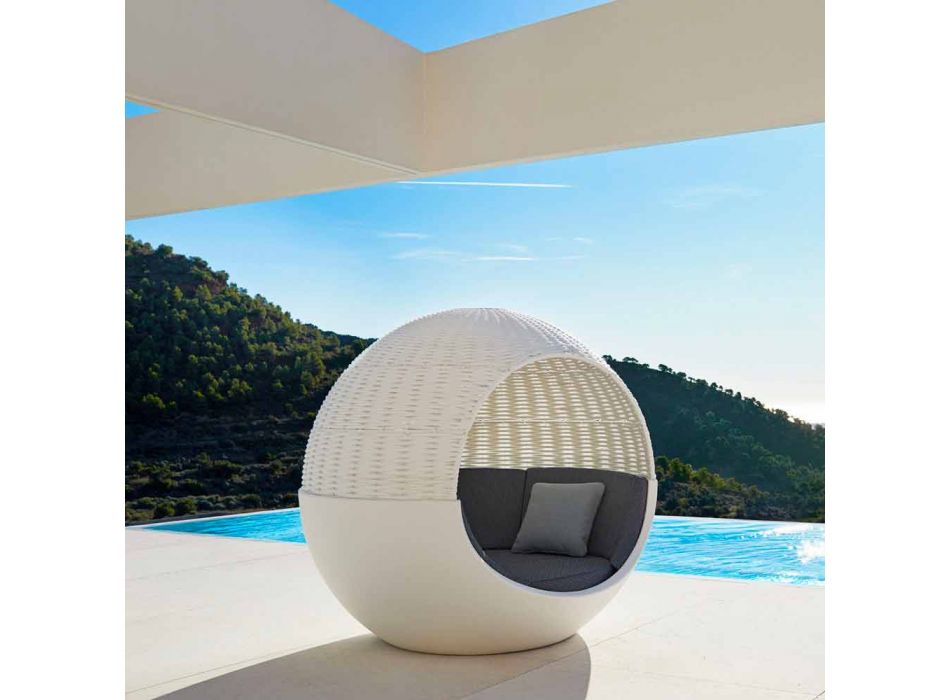 Lit de jardin de luxe rond design avec corde tressée - Ulm Moon par Vondom Viadurini