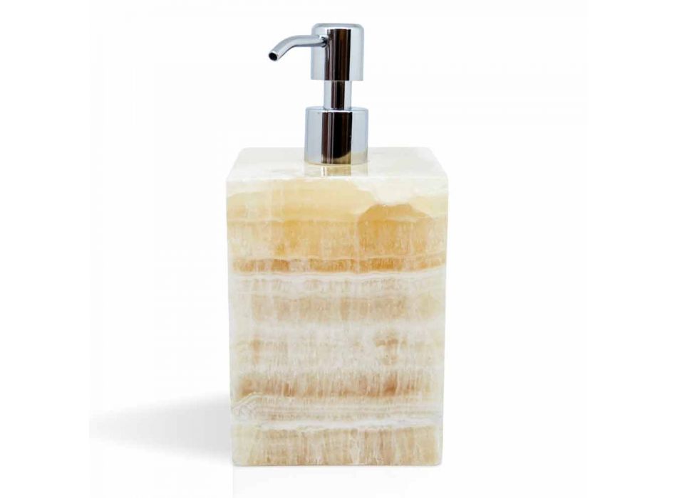 Distributeur de savon liquide pour salle de bain design carré en marbre Portoro - Maelissa Viadurini