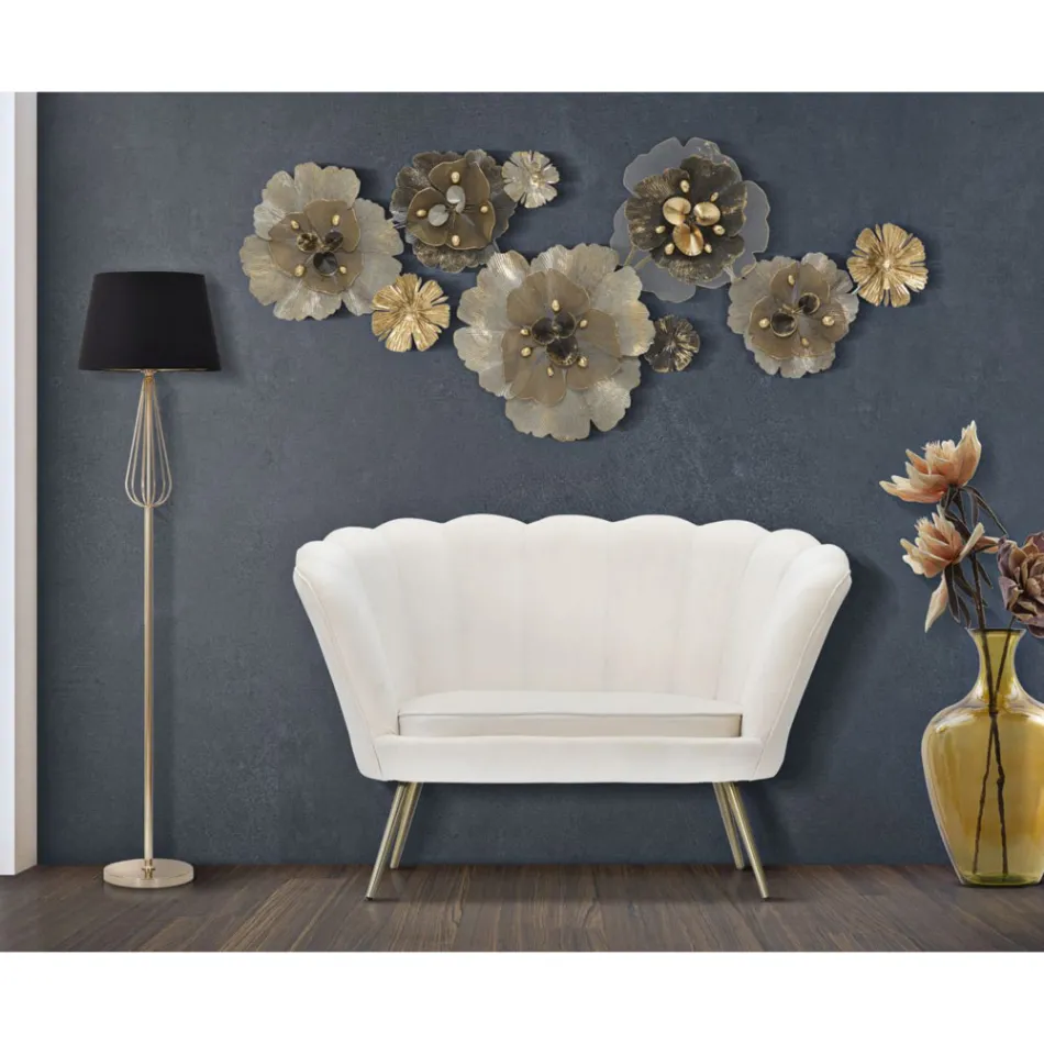 Canapé 2 Places Moderne en Velours avec Pieds en Fer Doré - Annina Viadurini