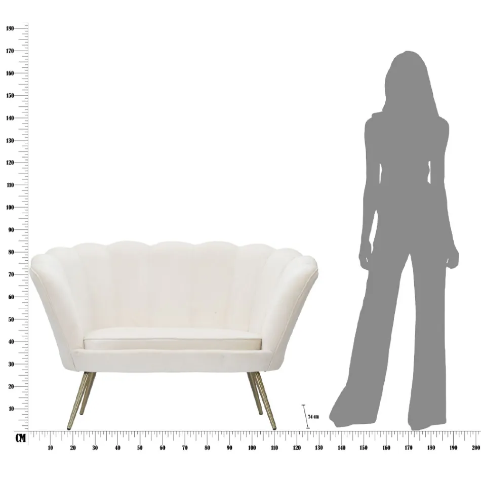 Canapé 2 Places Moderne en Velours avec Pieds en Fer Doré - Annina Viadurini