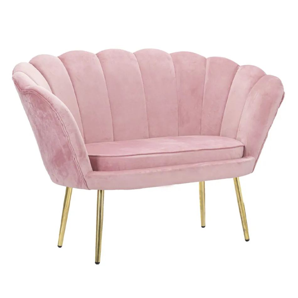 Canapé 2 Places Moderne en Velours avec Pieds en Fer Doré - Annina Viadurini