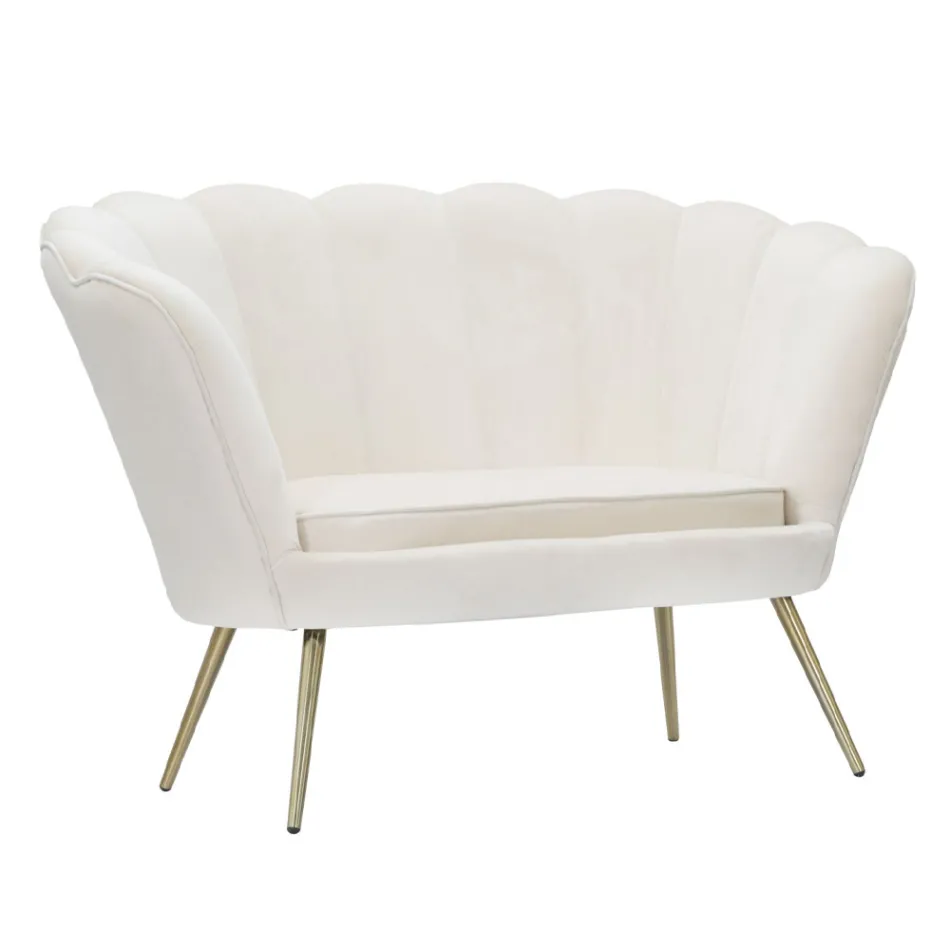 Canapé 2 Places Moderne en Velours avec Pieds en Fer Doré - Annina Viadurini