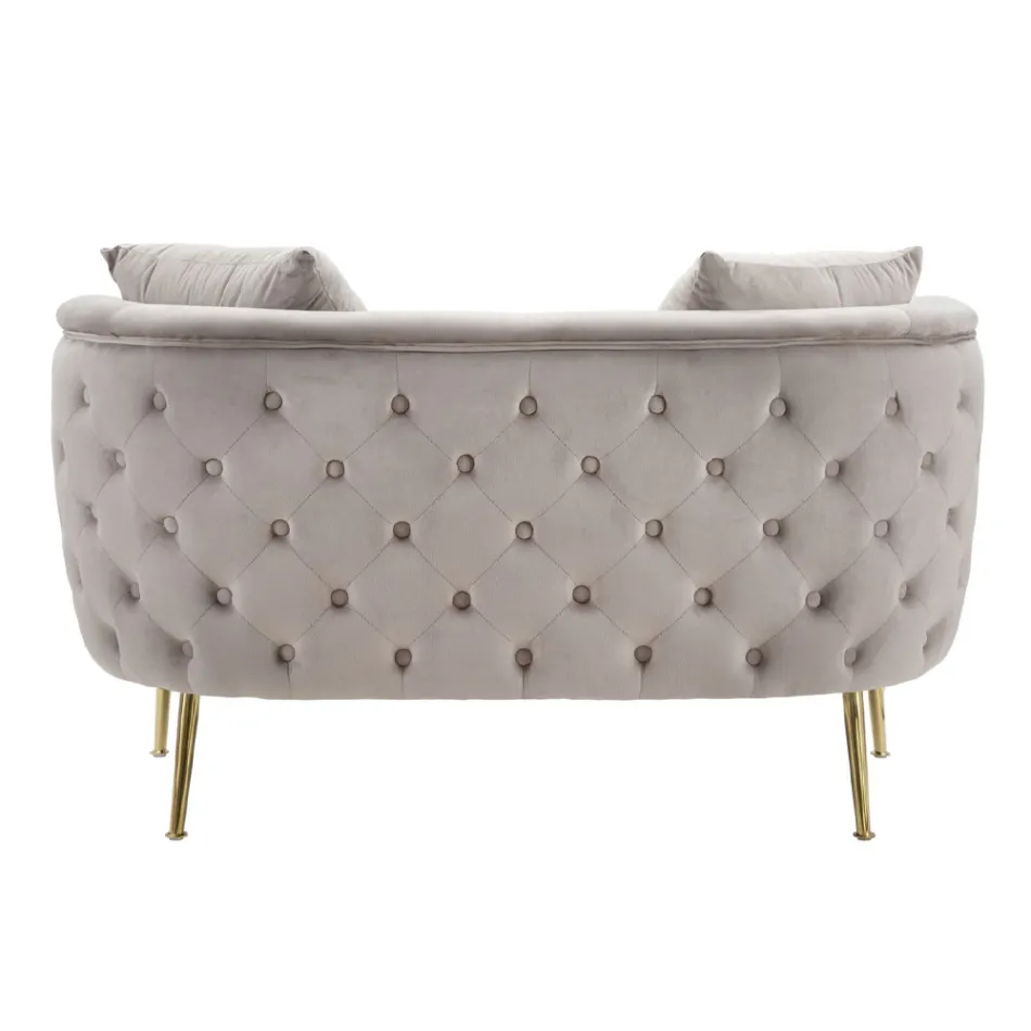 Canapé 2 Places Rembourré en Velours avec Pieds en Fer - Annetta Viadurini