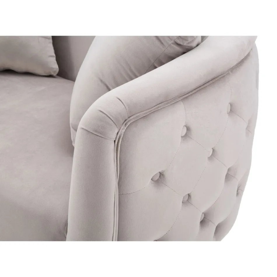 Canapé 2 Places Rembourré en Velours avec Pieds en Fer - Annetta Viadurini