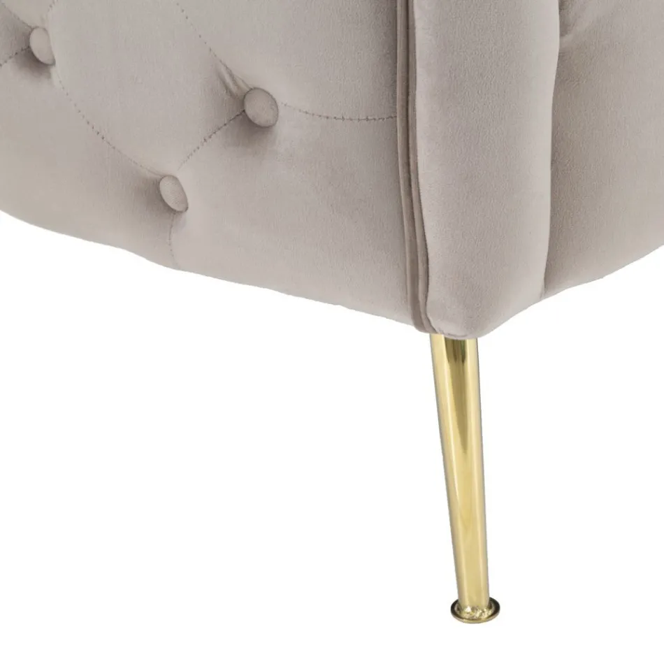 Canapé 2 Places Rembourré en Velours avec Pieds en Fer - Annetta Viadurini