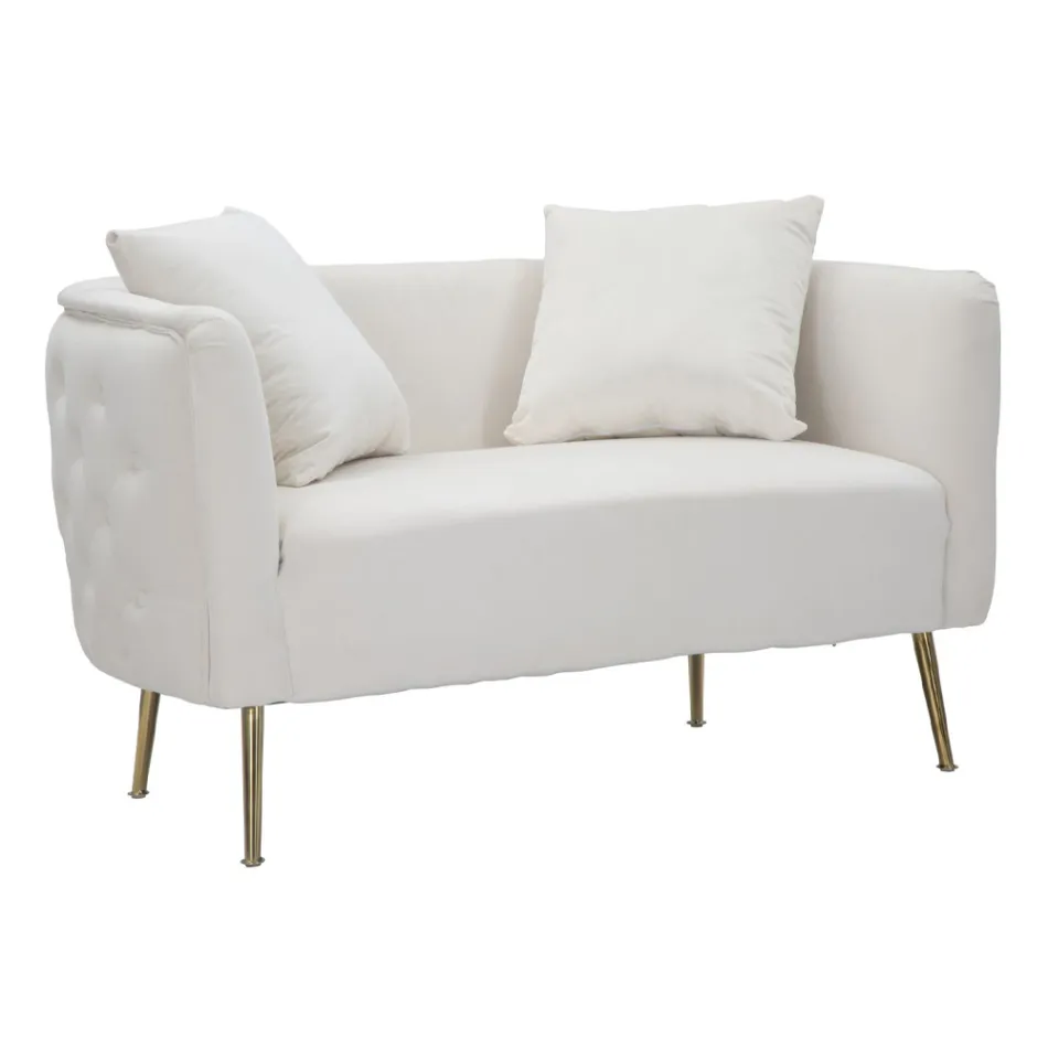 Canapé 2 Places Rembourré en Velours avec Pieds en Fer - Annetta Viadurini