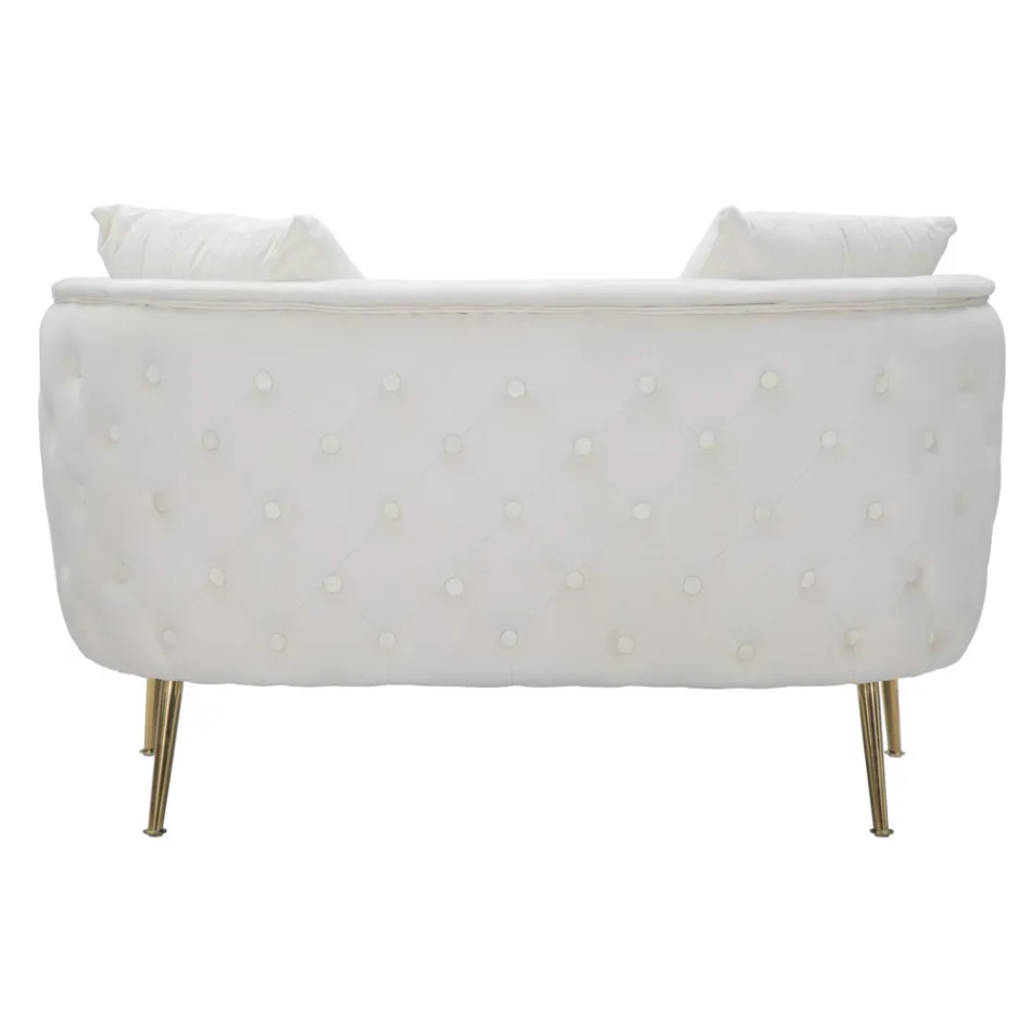 Canapé 2 Places Rembourré en Velours avec Pieds en Fer - Annetta Viadurini