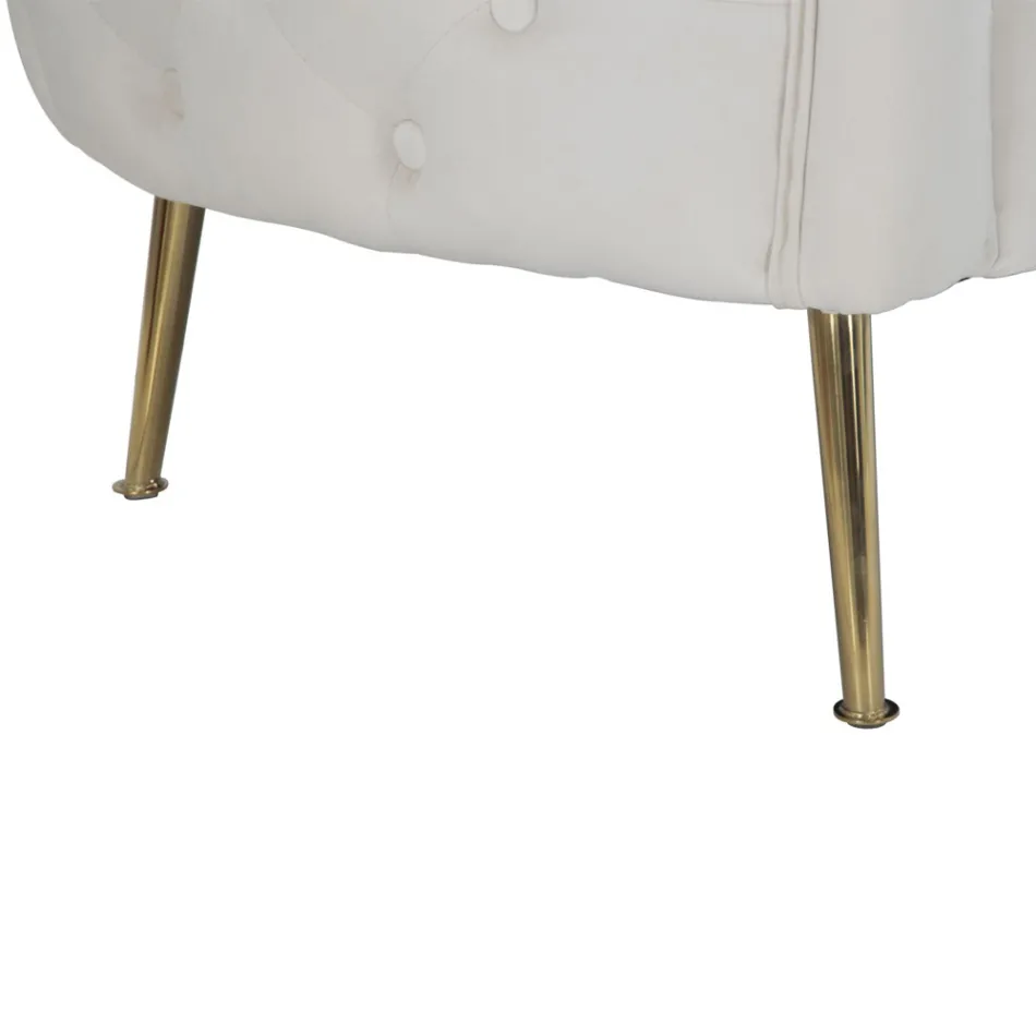 Canapé 2 Places Rembourré en Velours avec Pieds en Fer - Annetta Viadurini