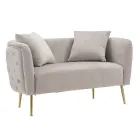 Canapé 2 Places Rembourré en Velours avec Pieds en Fer - Annetta Viadurini