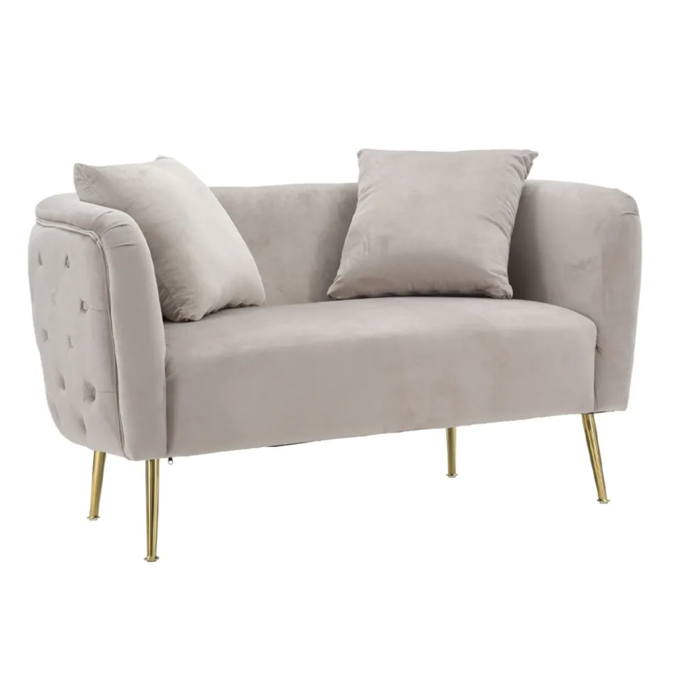 Canapé 2 Places Rembourré en Velours avec Pieds en Fer - Annetta Viadurini