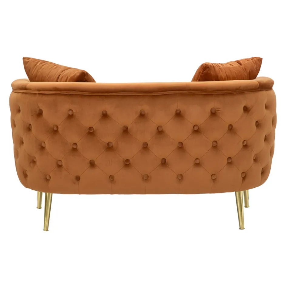 Canapé deux places en velours design, structure en bois et fer - Renita Viadurini