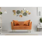 Canapé deux places en velours design, structure en bois et fer - Renita Viadurini