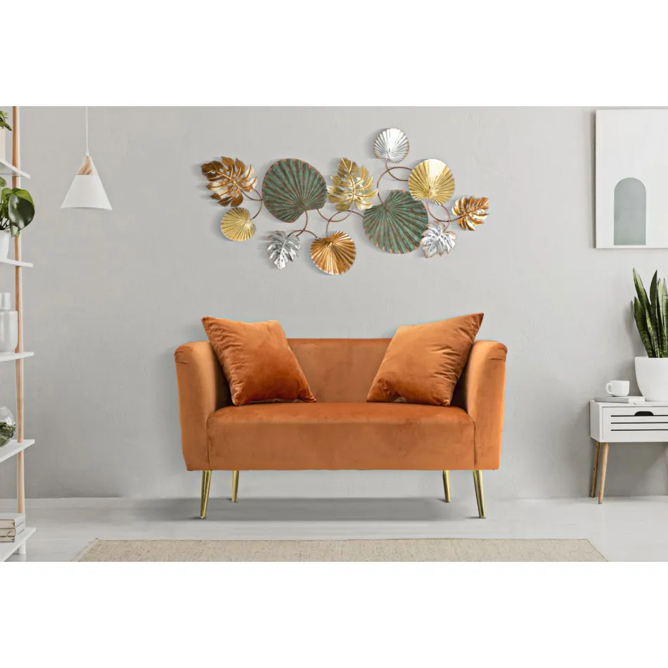 Canapé deux places en velours design, structure en bois et fer - Renita Viadurini