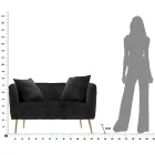 Canapé deux places en velours design, structure en bois et fer - Renita Viadurini