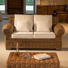 Canapé d'extérieur 2 ou 3 places en Abaca avec coussins - Lagertha Viadurini