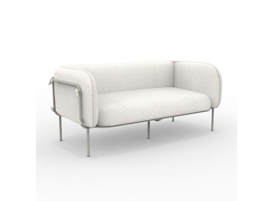 Canapé d'extérieur 2 places avec assise rembourrée fabriqué en Italie - Jardinière Viadurini