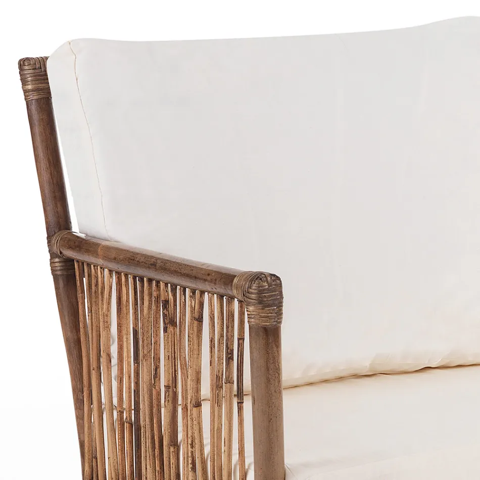 Canapé 2 places d'extérieur et d'intérieur en rotin et coussins en 100% coton - Boire Viadurini