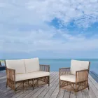 Canapé 2 places d'extérieur et d'intérieur en rotin et coussins en 100% coton - Boire Viadurini