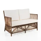 Canapé 2 places d'extérieur et d'intérieur en rotin et coussins en 100% coton - Boire Viadurini