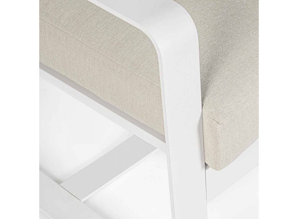 Canapé d'extérieur 2 places en aluminium avec coussins en tissu - Mirea Viadurini