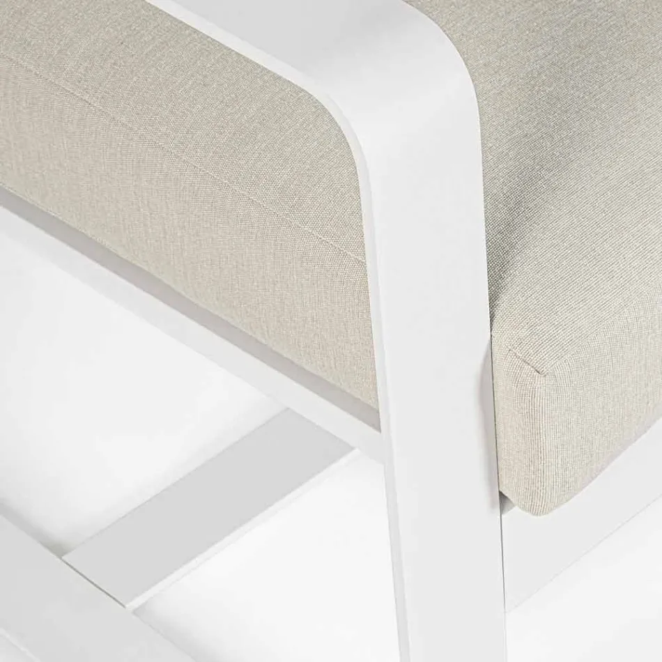 Canapé d'extérieur 2 places en aluminium avec coussins en tissu - Mirea Viadurini