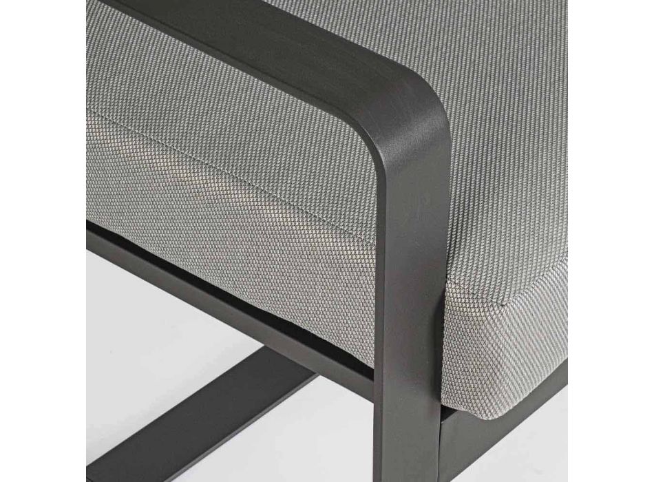 Canapé d'extérieur 2 places en aluminium avec coussins en tissu - Mirea Viadurini