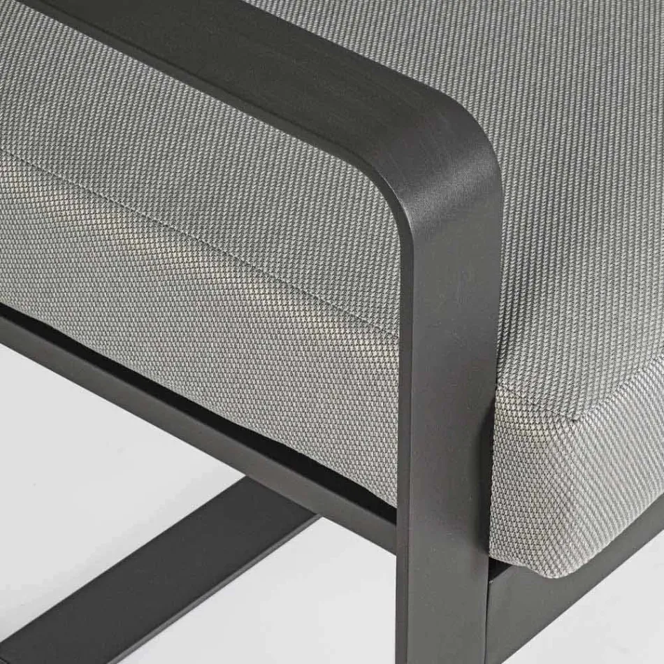 Canapé d'extérieur 2 places en aluminium avec coussins en tissu - Mirea Viadurini