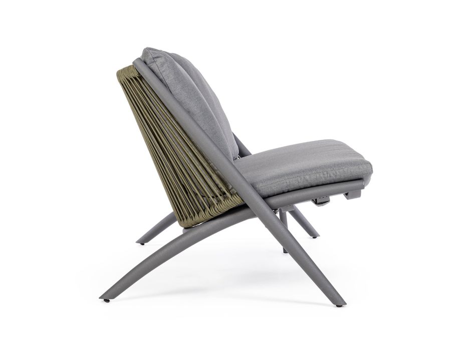 Canapé d'extérieur 2 places en aluminium et corde avec coussins Homemotion - Gillian Viadurini