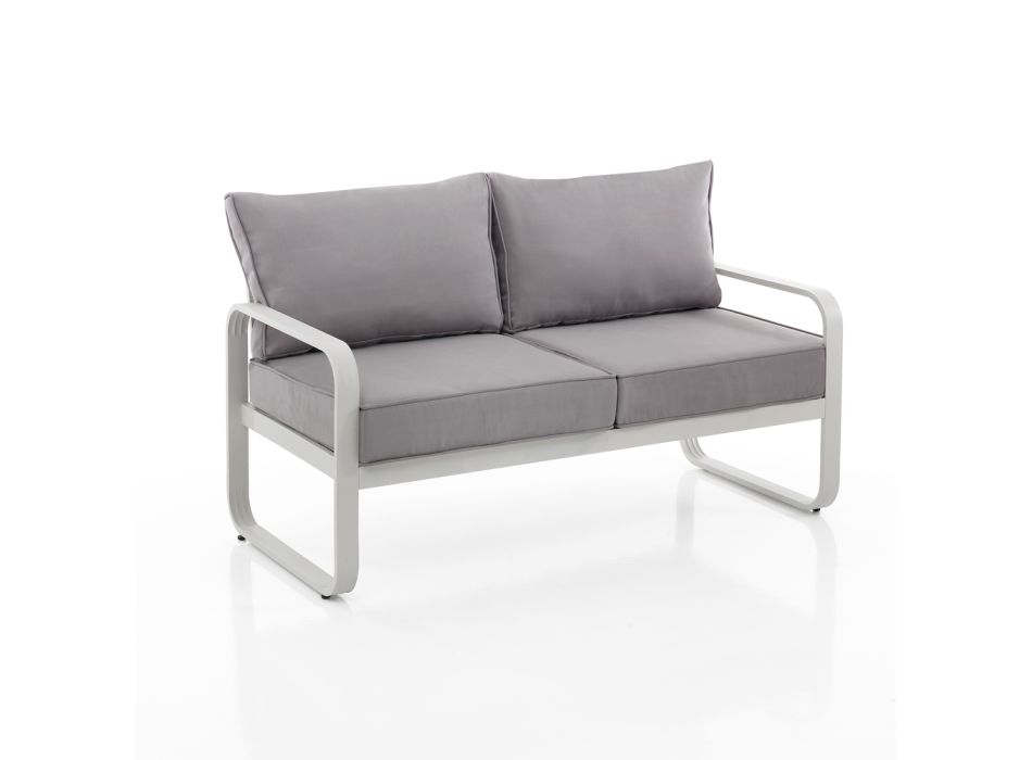 Canapé d'extérieur 2 places en aluminium et coussins recouverts de polyester - Avoir Viadurini