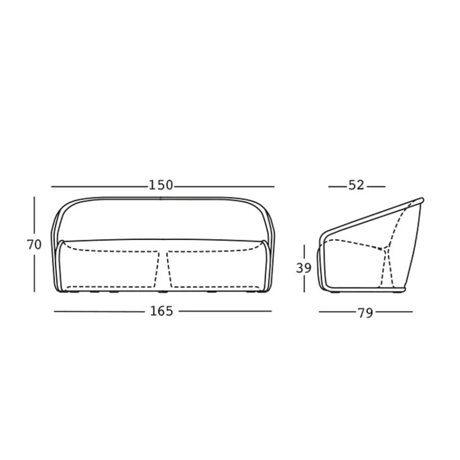 Canapé d'Extérieur 2 Places en Polyéthylène Coloré Fabriqué en Italie - Juillet Viadurini