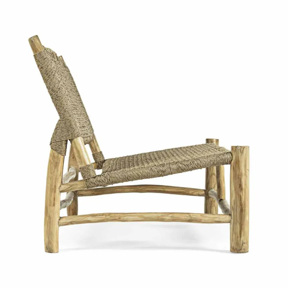 Canapé d'extérieur 2 places en branches de teck et fibre synthétique - Tecno Viadurini