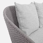 Canapé d'extérieur 2 places en tissu avec structure en teck, Homemotion - Azeno Viadurini