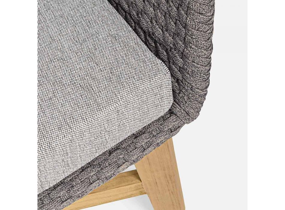 Canapé d'extérieur 2 places en tissu avec structure en teck, Homemotion - Azeno Viadurini