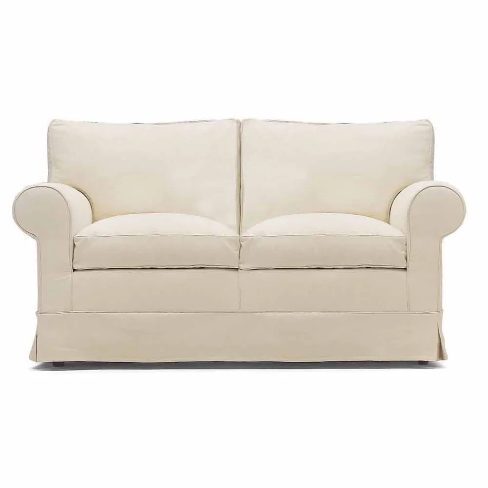 Canapé 2 places rembourré et recouvert de tissu fabriqué en Italie - Andromeda Viadurini