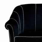 Canapé 2 Places en Velours Noir avec Coutures Contrastées Fabriqué en Italie - Roulette Viadurini