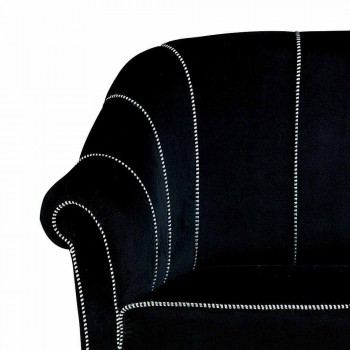 Canapé 2 Places en Velours Noir avec Coutures Contrastées Fabriqué en Italie - Roulette