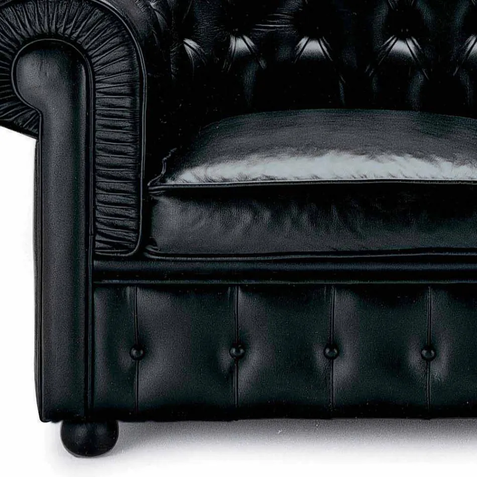 Canapé 2 Places Recouvert de Cuir avec Pieds en Bois Fabriqué en Italie - Idra Viadurini