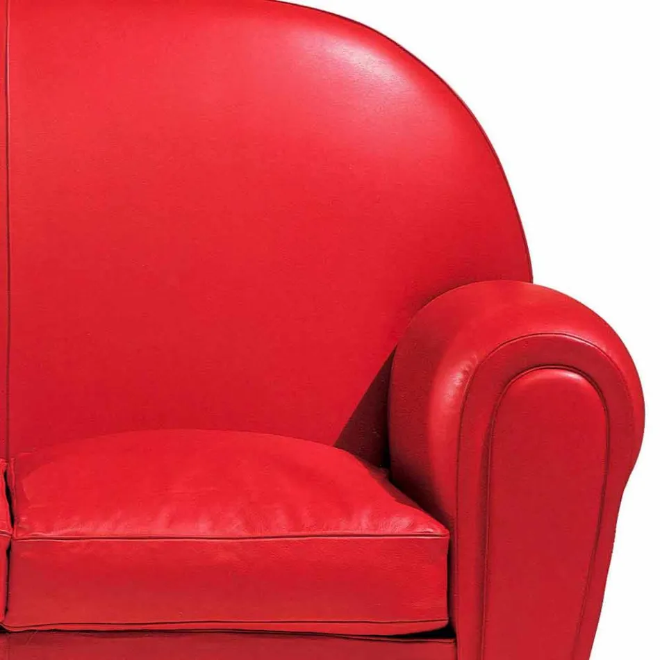 Canapé 2 Places Recouvert de Cuir avec Pieds Laqués Fabriqué en Italie - Pegolo Viadurini