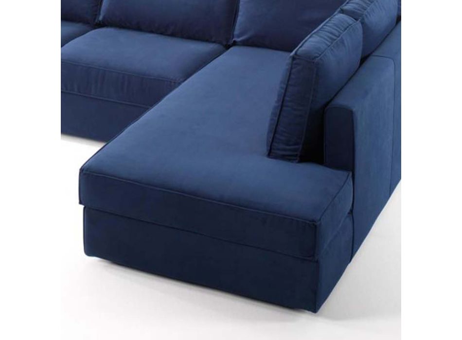 Canapé 3 places avec péninsule en tissu blanc ou bleu Made in Italy - Alsace Viadurini