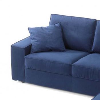 Canapé 3 places avec péninsule en tissu blanc ou bleu Made in Italy - Alsace