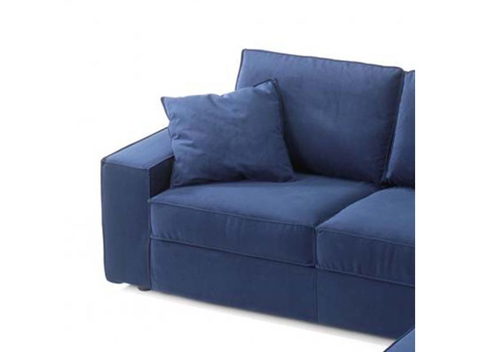 Canapé 3 places avec péninsule en tissu blanc ou bleu Made in Italy - Alsace Viadurini